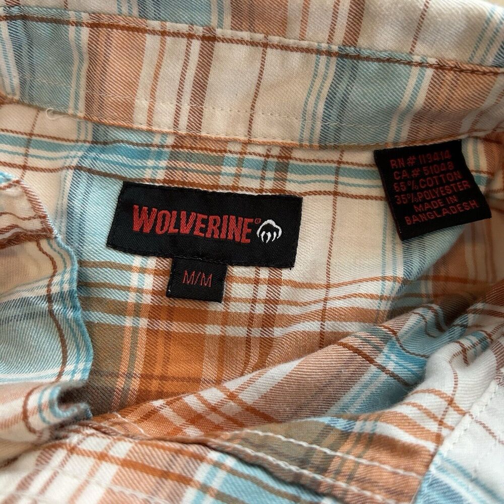 Wolverine Boots Button Up Shirt Mens Medium Plaid Button Collar Roll Sleeve - Picture 12 of 12